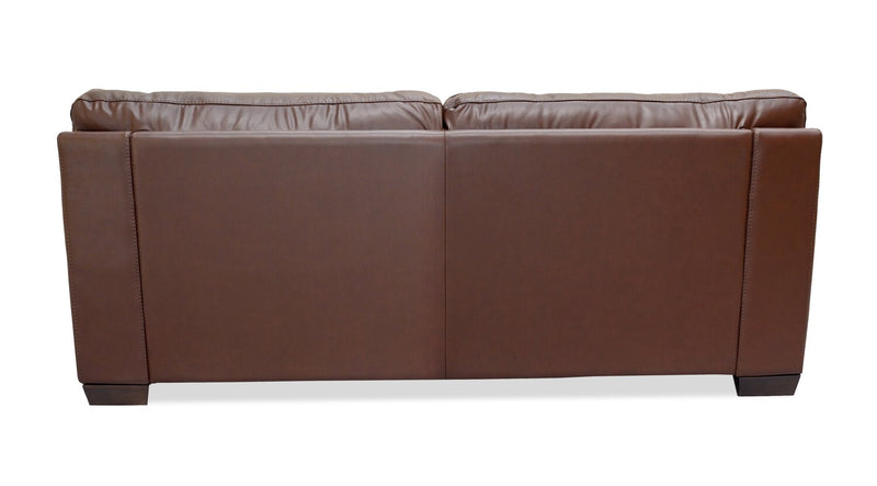 Sofa Classico de 90 po en cuir véritable avec pattes en bois - tabac