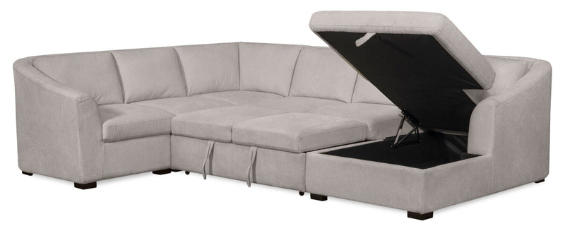  Sofa-lit sectionnel de droite Envy 5 pièces en tissu de chenille avec fauteuil long de rangement - gris brouillard