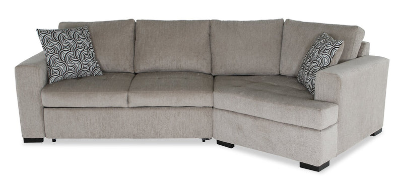 Sofa-lit sectionnel enveloppant de droite Legend 2 pièces fabriqué au Canada en tissu de chenille - beige platine