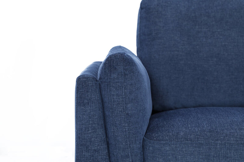 Sofa sectionnel de droite Zara 2 pièces en tissu avec fauteuil long et pattes en bois - bleu marine