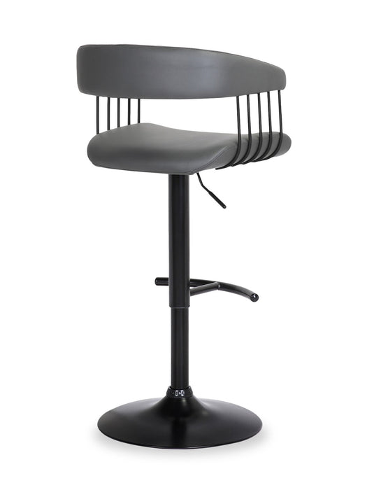 Tabouret bar Java en tissu de cuir végétalien et en métal avec siège pivotant et réglable - gris