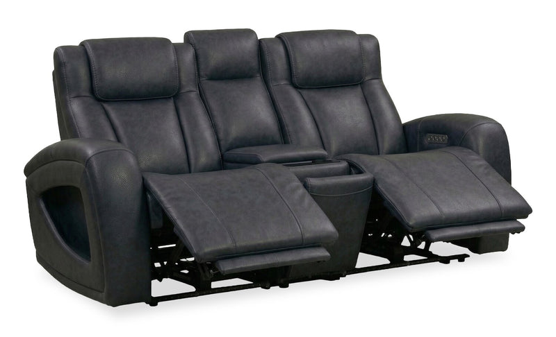 Causeuse à inclinaison électrique Titan de Shaquille O’Neal Home de 81 po en cuir véritable avec confort Shaq-o-pedic - noir 