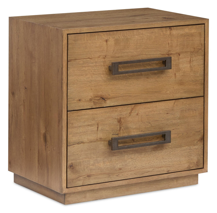 Table de nuit Henri de Scott Living de 26 po (L) x 26 po (H) en bois à 2 tiroirs avec ports USB - brune