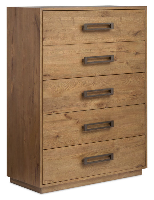 Commode verticale Henri de Scott Living de 38,2 po (L) x 50,3 po (H) à 5 tiroirs en bois pour la chambre à coucher - brune