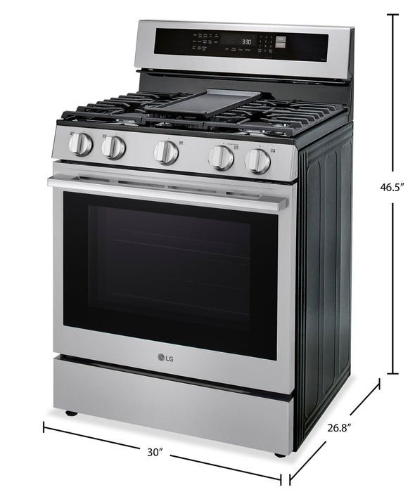 Cuisinière intelligente à gaz LG de 6,3 pi3 avec friture à air - acier inoxydable résistant aux traces de doigts - LRGN6325X