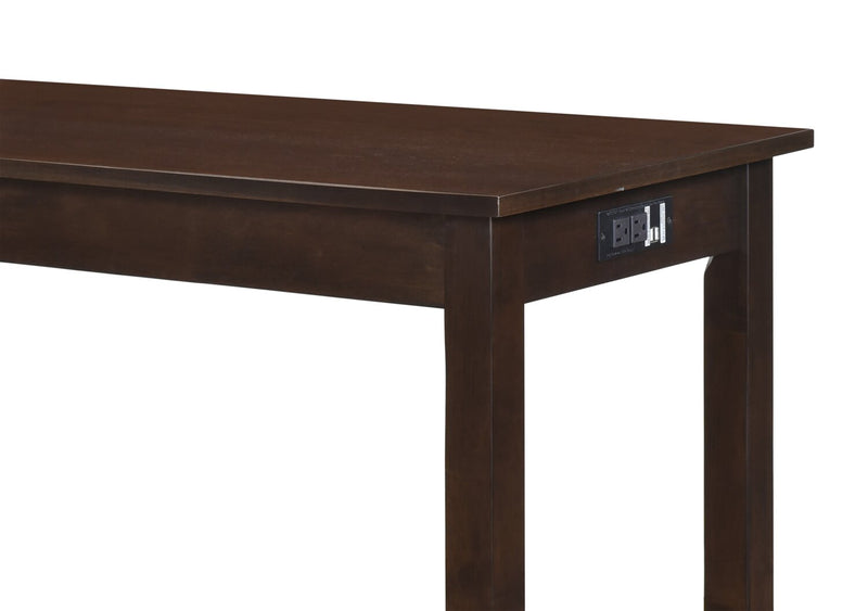 Coin-repas moderne Noah de 60 po avec 3 tabourets de hauteur comptoir et ports USB - espresso