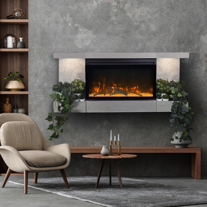 Foyer électrique Drift de 48 po avec manteau mural - gris 