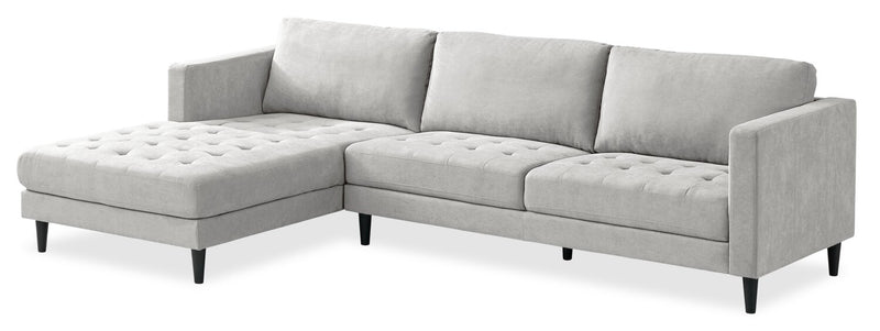 Sofa sectionnel de gauche Metro 2 pièces en tissu avec fauteuil long et coussins de siège capitonnés - neutre