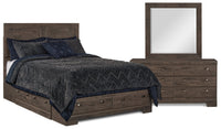 Ensemble de chambre à coucher Yorkdale 5 pièces avec lit de rangement à 6 tiroirs, commode et miroir…