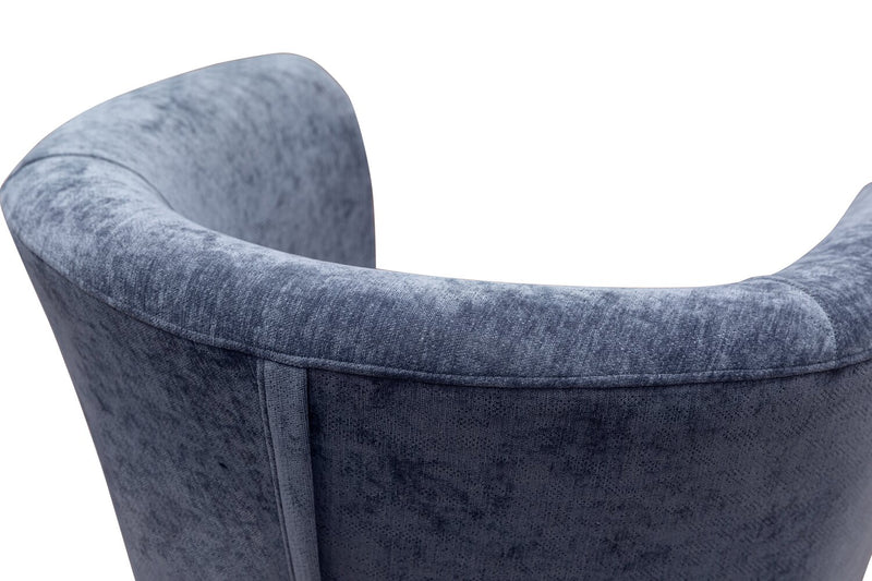 Fauteuil d’appoint Ethan de style gondole de 31 po en tissu d’apparence lin avec pattes en bois - bleu marine  