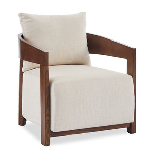 Fauteuil d’appoint Amor 28,54 po en tissu avec accoudoirs et pattes en bois - taupe