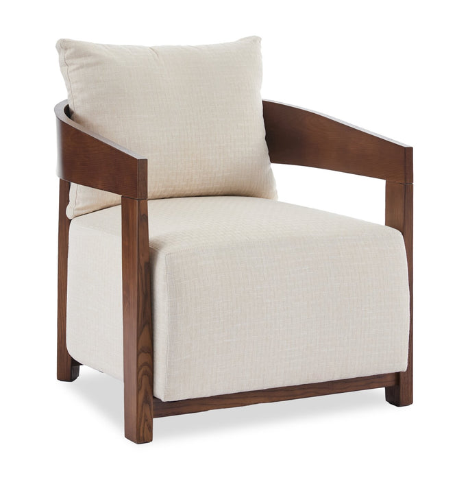 Fauteuil d’appoint Amor 28,54 po en tissu avec accoudoirs et pattes en bois - taupe