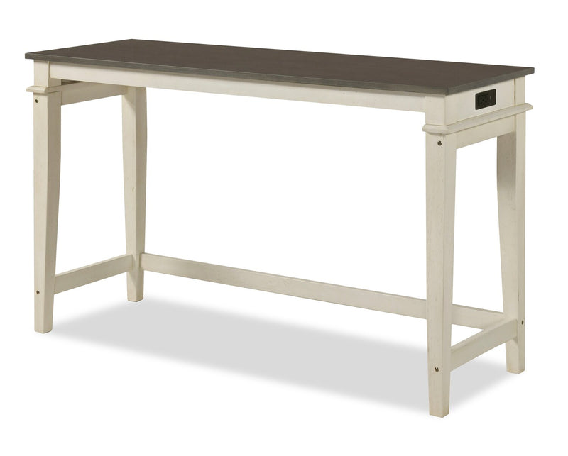 Console contemporaine Nyles de 60 po avec 3 tabourets de hauteur comptoir et ports USB - babeurre