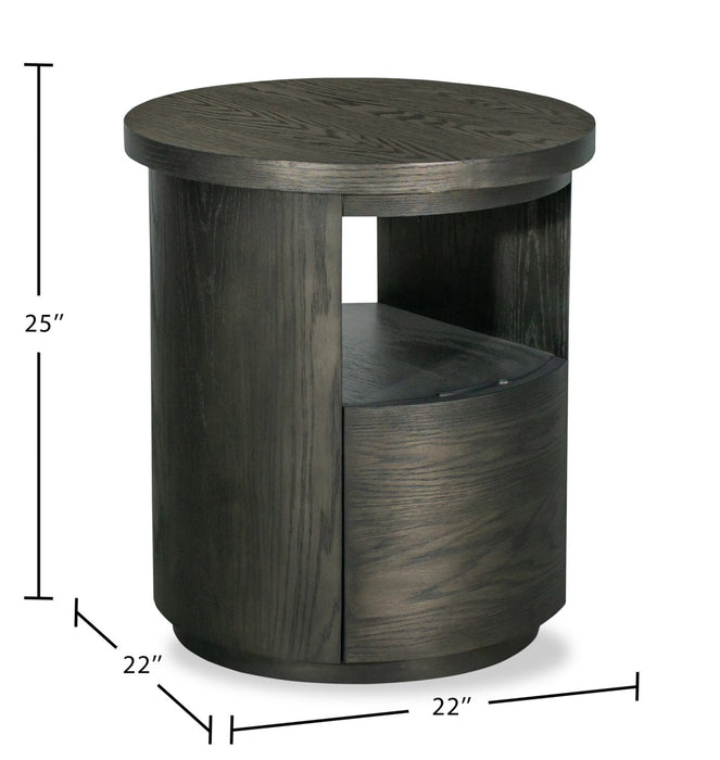 Table de bout moderne ronde Eldon de 22 po en bois massif avec rangement - grain de café