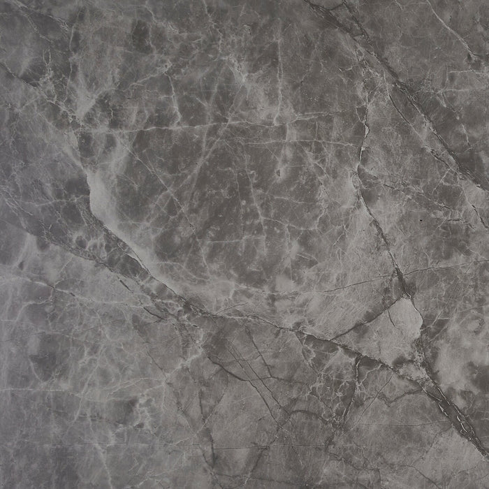 Table de salle à manger Tavo de 63 po à 79 po (L) en métal avec rallonge et base piédestal - grise et noire