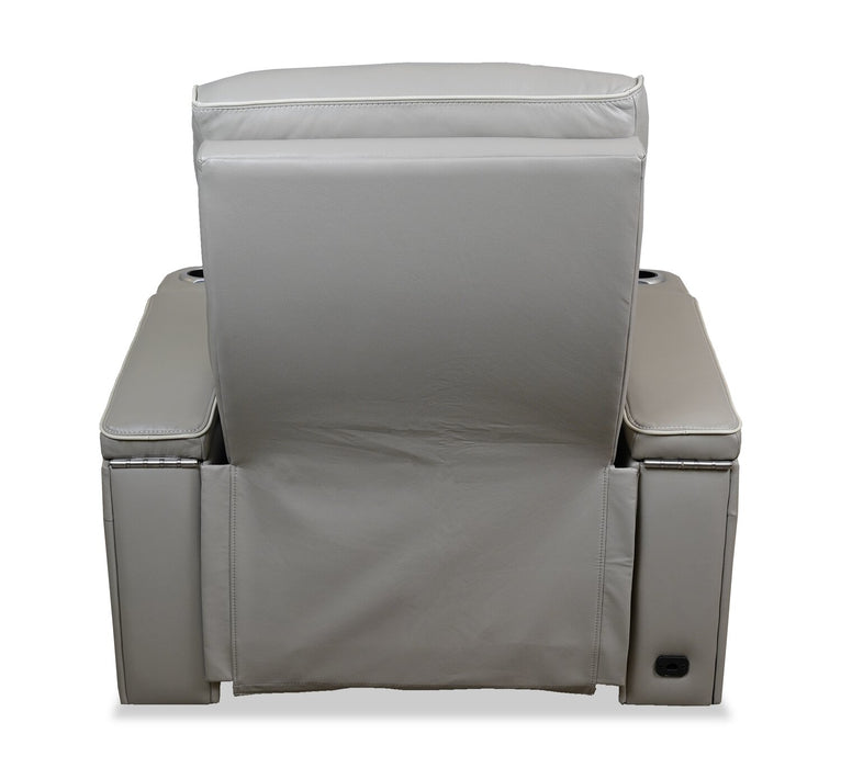 Fauteuil de massage à inclinaison électrique Elite de 38 po en cuir véritable avec son immersif et appuie-tête électrique - mastic