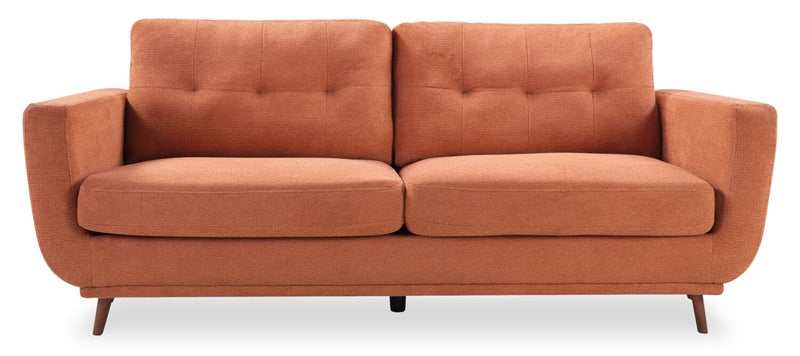 Sofa Cosmo de 80 po en tissu avec coussins de dossier capitonnés - orangé