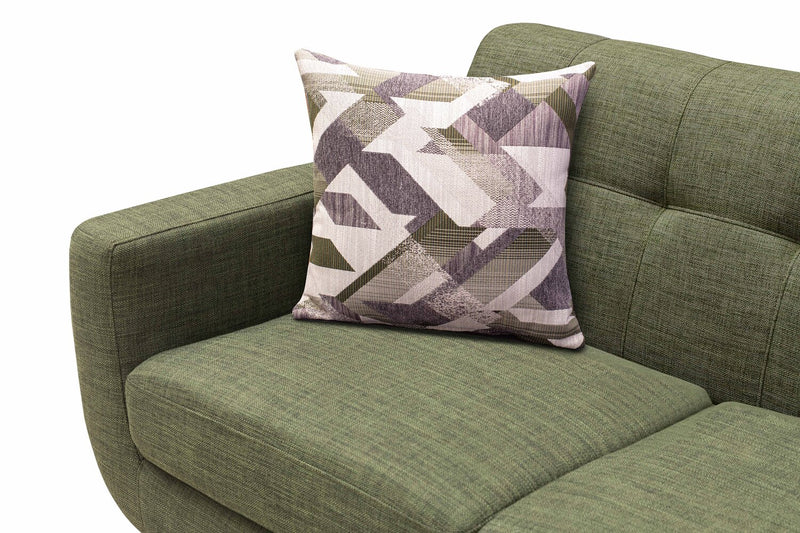 Sofa Freeman Kort & Co. de 88 po en tissu d’apparence lin avec pattes en bois et coussins de dossier capitonnés - vert avocat