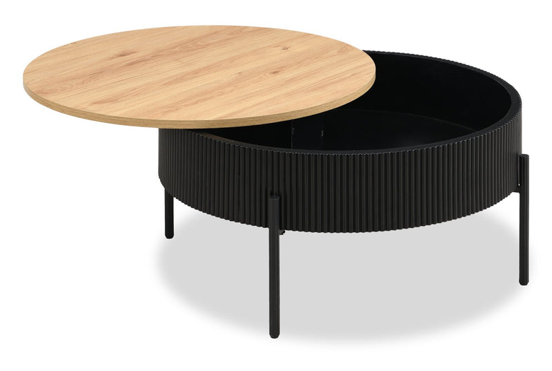 Table à café Trove de 29,72 po avec dessus coulissant et rangement - noir