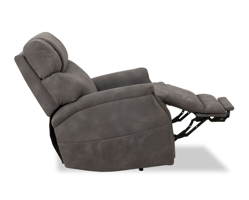 Fauteuil basculeur à inclinaison électrique Claire de 34 po en tissu d’apparence cuir - gris anthracite 