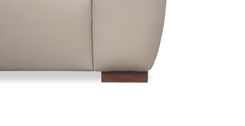 Sofa sectionnel modulaire de droite Raya 5 pièces en cuir véritable avec console de rangement et pattes en bois - beige pierre