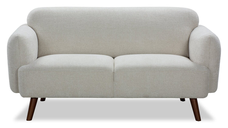 Causeuse Sadie de 63 po en tissu avec pattes en hévéa - beige
