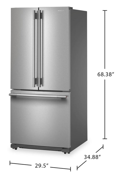Réfrigérateur KitchenAid de 20 pi³ et de 30 po à portes françaises - acier inoxydable avec fini PrintShieldMC - KRFF330SPS