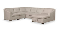  Sofa-lit sectionnel de droite Envy 5 pièces en tissu de chenille avec fauteuil long de rangement - beige amande