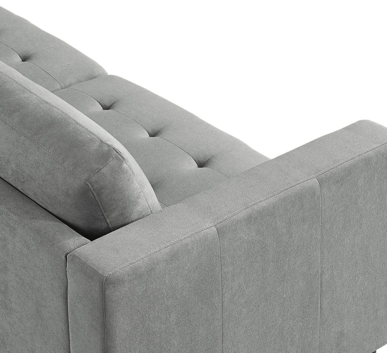 Sofa sectionnel de droite Metro 2 pièces en tissu avec fauteuil long et coussins de siège capitonnés - gris