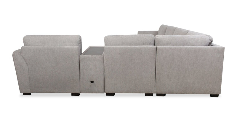 Sofa sectionnel Vault 6 pièces avec causeuse-lit et 3 fauteuils longs de rangement - gris