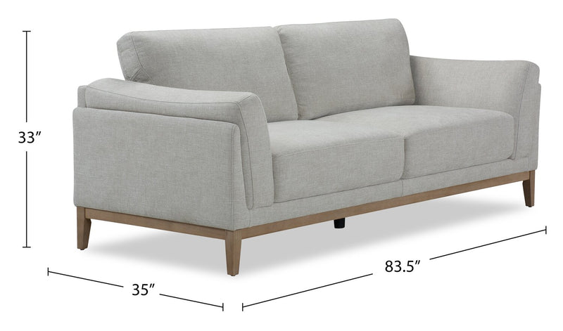 Sofa Valley de 83,5 po en tissu avec base et pattes en hévéa - sable