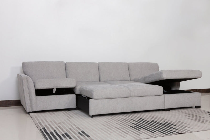Sofa sectionnel de droite Vault 3 pièces avec causeuse-lit, fauteuil long de rangement et fauteuil de rangement - gris