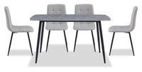 Ensemble de salle à manger Arlo 5 pièces en pierre frittée et métal avec table de 55 po (L) et 4 chaises grises - gris et noir