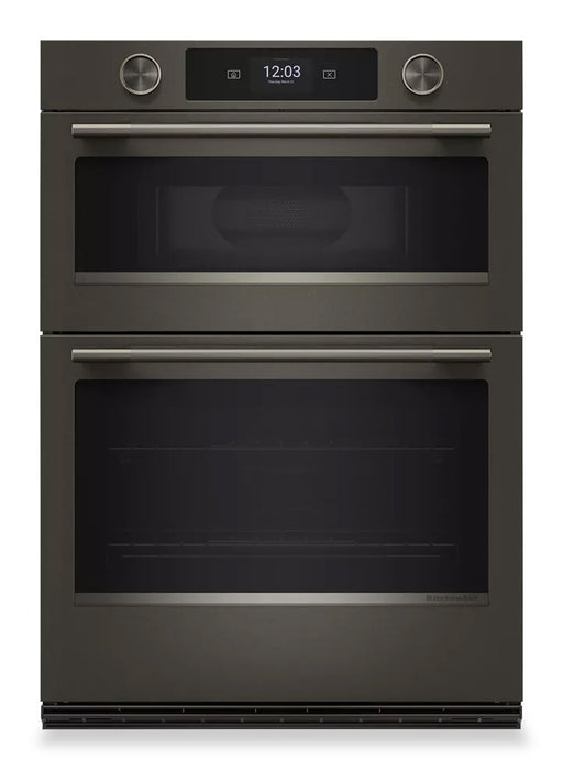 Four mural combiné intelligent électrique KitchenAid de 30 po avec caméra de cuisson – minerai noir - KOEC930SBE