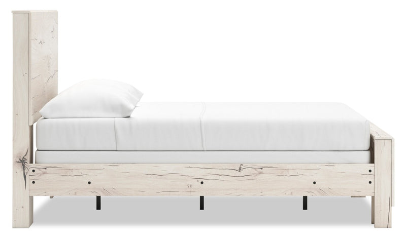 Lit à panneaux Derekson avec tête de lit et cadre de lit, blanc rustique - format lit double