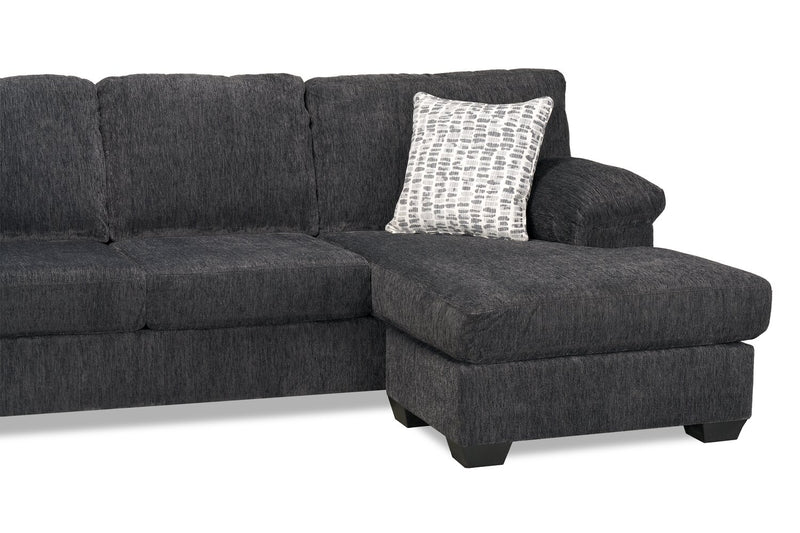 Sofa sectionnel en U de gauche Morgan 3 pièces fabriqué au Canada en tissu de chenille avec coussins décoratifs - gris