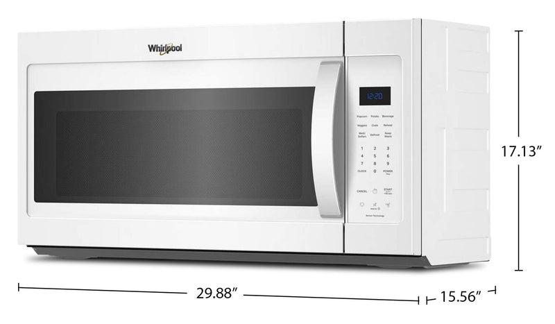 Four à micro-ondes à hotte intégrée Whirlpool de 1,9 pi³ avec cuisson par capteur - blanc - YWMMS3230SW