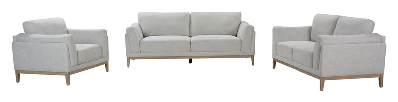 Causeuse Valley de 67,7 po en tissu avec base et pattes en hévéa - sable