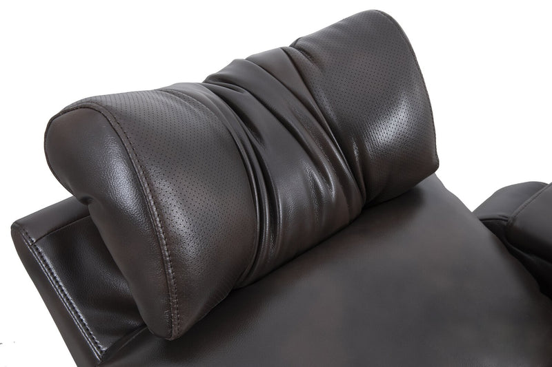 Fauteuil à inclinaison électrique Scott Living Escape de 39 po avec appuie-tête électrique et son ambiophonique - tissu d’apparence cuir brun foncé