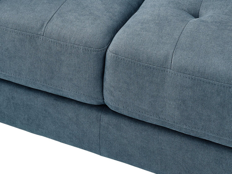 Sofa Metro de 78 po en tissu avec coussins de siège capitonnés et coussins de dossier réversibles - bleu denim