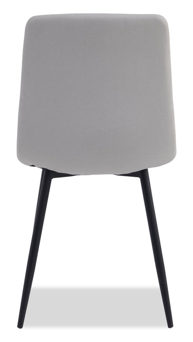 Chaise de salle à manger Arlo en métal avec siège et dossier coussinés capitonnés en tissu - grise