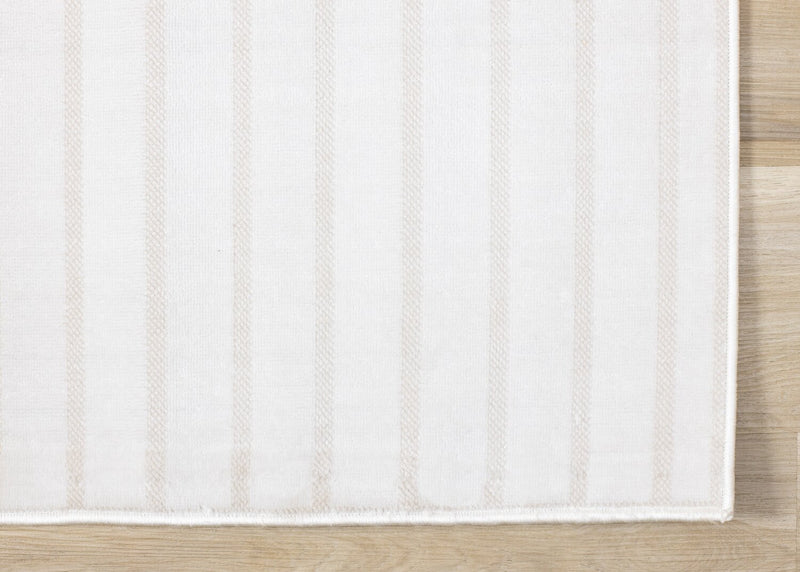 Carpette lavable Fresh beige à rayures modernes - 2 pi 0 po x 6 pi 7 po 