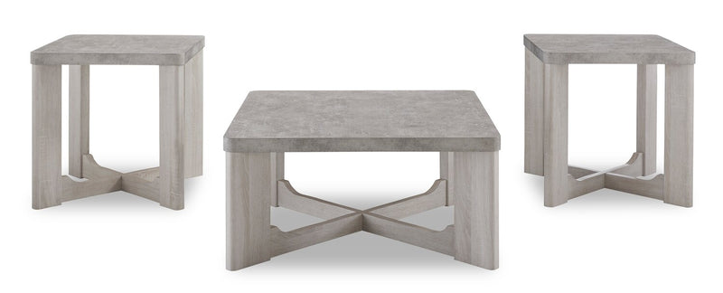 Ensemble de 3 tables modernes Cecily de 35,5 po, table à café et 2 tables de bout - blanc