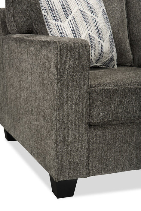 Sofa Lennox de 83 po fabriqué au Canada en tissu de chenille avec coussins réversibles et coussins décoratifs - gris