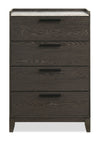 Commode verticale de chambre à coucher Sable de 31 po (L) x 47 po (H) à 4 tiroirs - brun clair