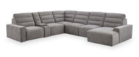 Sofa sectionnel de droite Prestige de Shaquille O’Neal Home 7 pièces avec inclinaison et coulissement électrique - gris