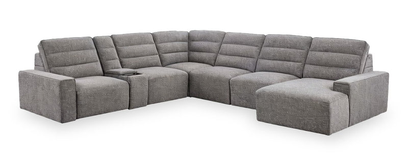 Sofa sectionnel de droite Prestige de Shaquille O’Neal Home 7 pièces avec inclinaison et coulissement électrique - gris