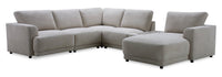 Sofa sectionnel modulaire de droite Voyage 6 pièces en tissu avec console et coussins de dossier amovibles - taupe
