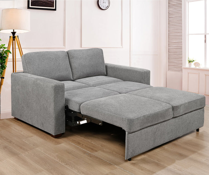 Sofa-lit Drift de 66,5 po en tissu d’apparence lin avec accoudoirs rectilignes - gris