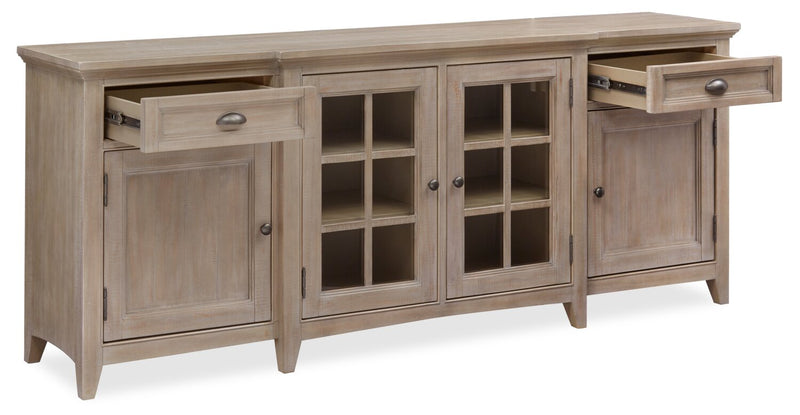 Meuble pour téléviseur traditionnel Wesley de 80 po avec rangement et système de gestion des câbles pour téléviseurs jusqu’à 85 po - gris tourterelle